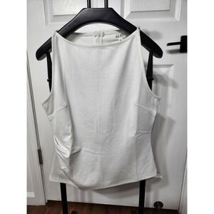 del RA Women White Sleeveless Boatneck Ruched Side Top XL 12347308DR